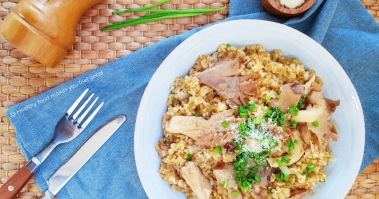 Risotto van bulgur met oesterzwammen