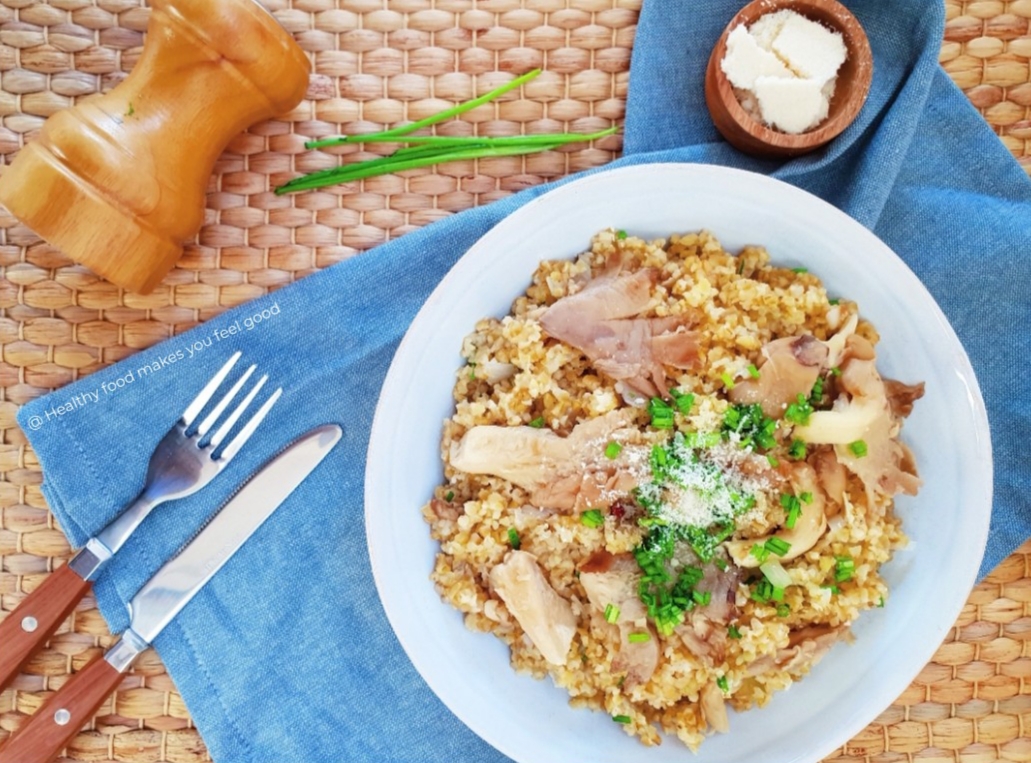 Risotto van bulgur met oesterzwammen