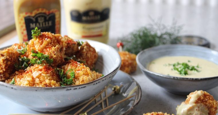 Bloemkoolnuggets met honing-mosterddip (Maille)