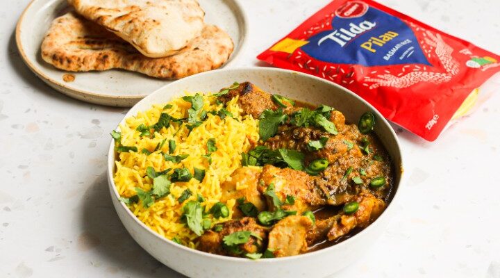 Kip korma met Tilda Pilau Basmati rijst
