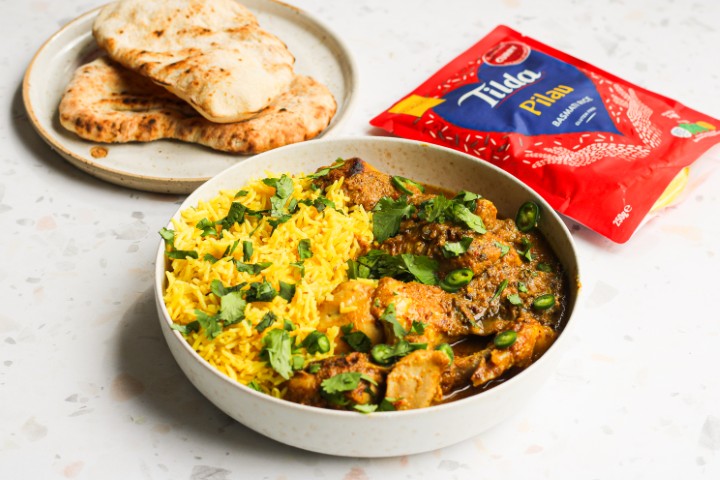 Kip korma met Tilda Pilau Basmati rijst