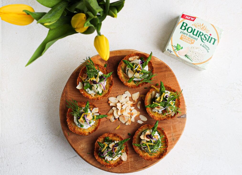 Paasbrunch: mini rösti-nestjes met Boursin en groene asperges